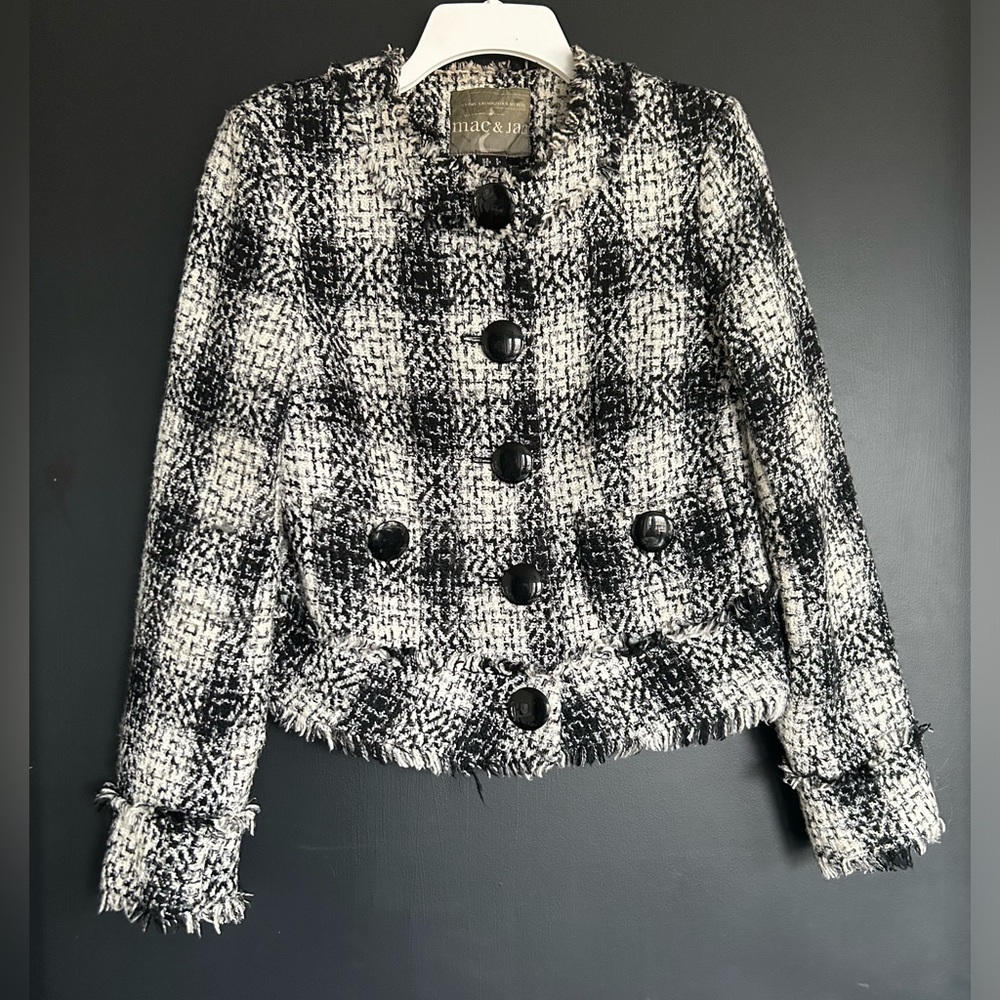 mac & jac | Black and White Tweed Blazer Small